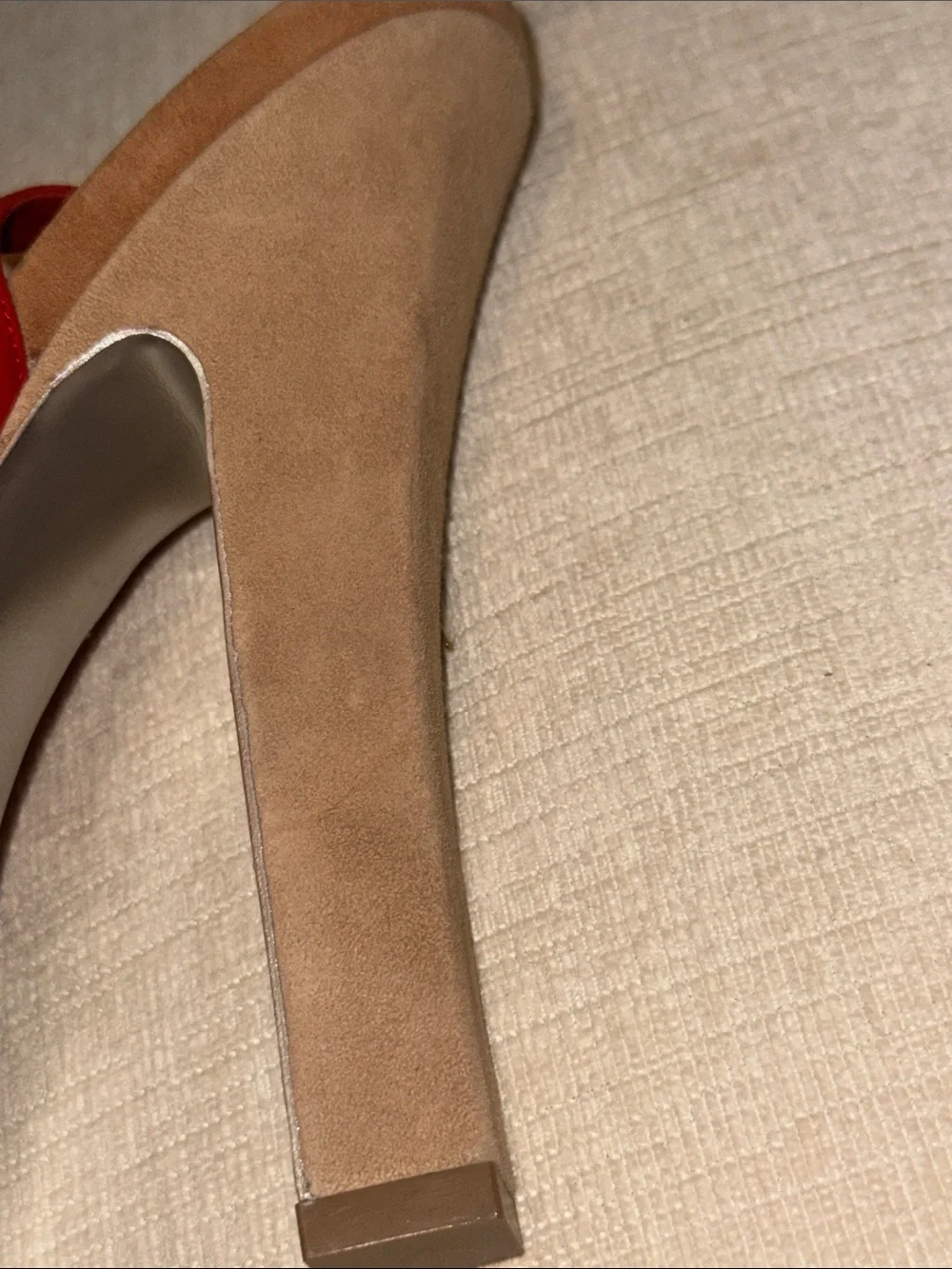 Yves Saint Laurent Two-Tone Suede Platform Heels in Red & Purple